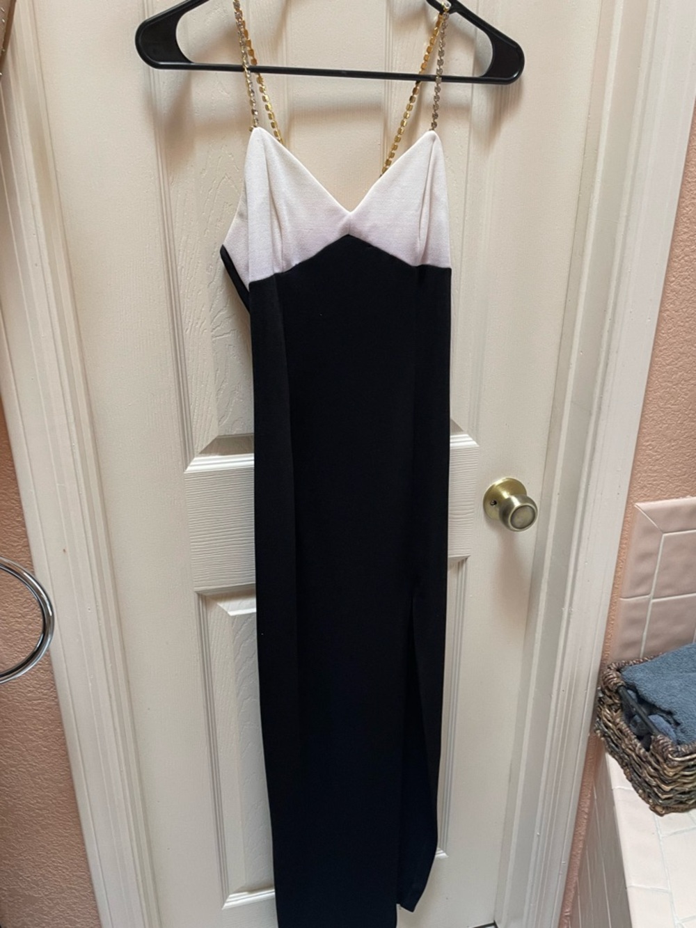 Vintage Roberta Bridal Black and White Strapless Gown